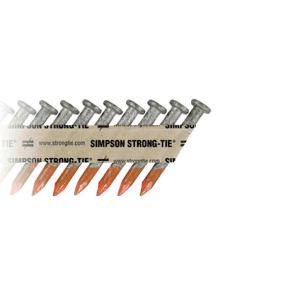 Collated Finishing Nail, Steel, Hot Dipped Galvanized Finish, 9 ga